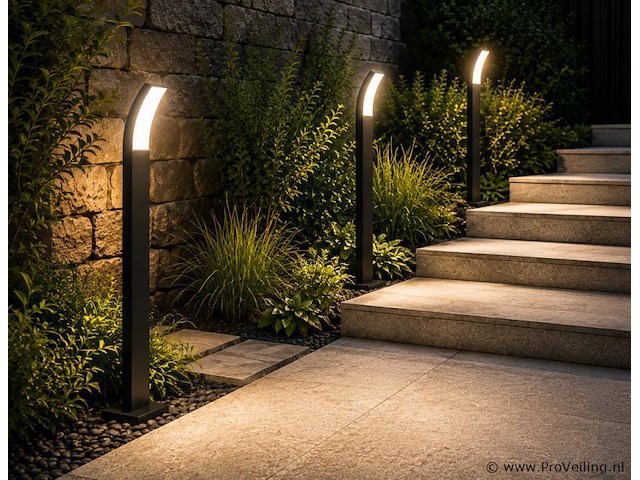 4 x led buiten sokkel lamp – 12w – 4200k neutraal wit - zwart – ip65 – prestige-4 - afbeelding 1 van  5