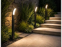 4 x led buiten sokkel lamp – 12w – 4200k neutraal wit - zwart – ip65 – prestige-4