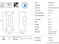 4 x led buiten wandlamp – 10w – 4200k neutraal wit - zwart – ip65 – marvel-10 - afbeelding 4 van  5