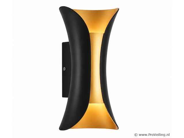 4 x led buiten wandlamp – 10w – 4200k neutraal wit - zwart/goud – ip65 – marvel-10 - afbeelding 2 van  5