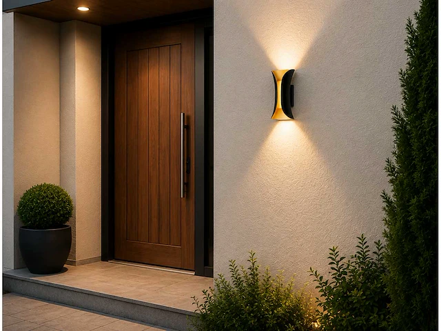 4 x led buiten wandlamp – 10w – 4200k neutraal wit - zwart/goud – ip65 – marvel-10 - afbeelding 14 van  15