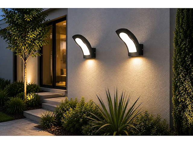 4 x led buiten wandlamp – 15w – 4200k neutraal wit - zwart – ip65 – superb - afbeelding 12 van  15
