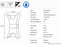 4 x led buiten wandlamp – 17w – 4200k neutraal wit - zwart – ip54 – viper - afbeelding 4 van  5