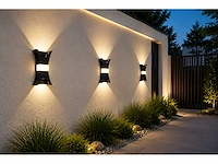 4 x led buiten wandlamp – 17w – 4200k neutraal wit - zwart – ip54 – viper