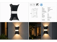 4 x led buiten wandlamp – 17w – 4200k neutraal wit - zwart – ip54 – viper - afbeelding 11 van  15