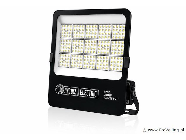 4 x led floodlight 200w – 6400k koud wit - zwart – ip65 – borneo-200 - afbeelding 2 van  5