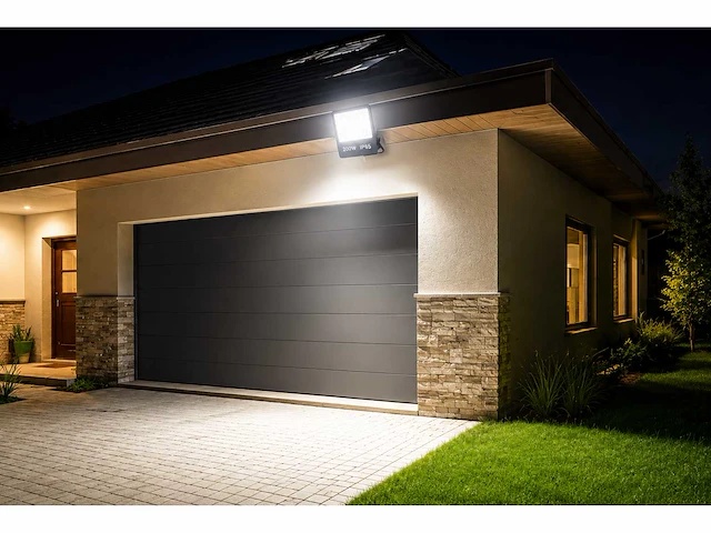 4 x led floodlight 200w – 6400k koud wit - zwart – ip65 – borneo-200 - afbeelding 3 van  5
