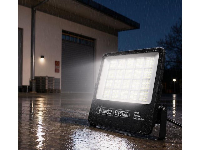 4 x led floodlight 300w – 6400k koud wit - zwart – ip65 – borneo-300 - afbeelding 1 van  5