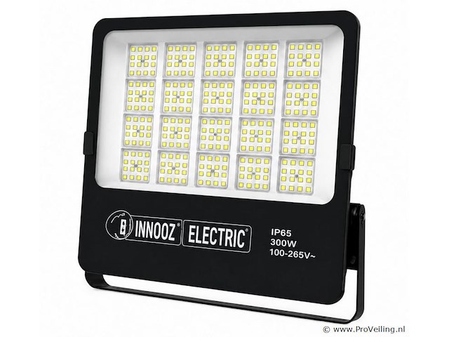 4 x led floodlight 300w – 6400k koud wit - zwart – ip65 – borneo-300 - afbeelding 2 van  5