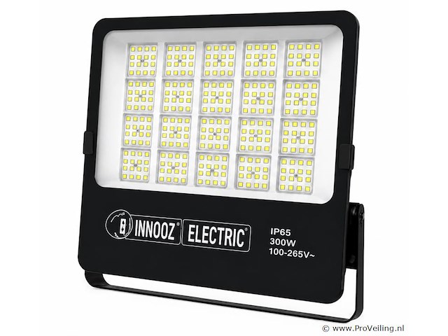 4 x led floodlight 300w – 6400k koud wit - zwart – ip65 – borneo-300 - afbeelding 2 van  5