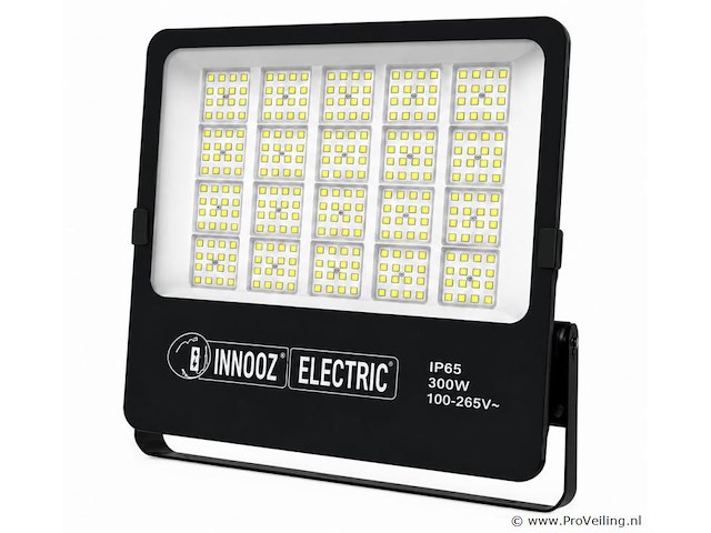 4 x led floodlight 300w – 6400k koud wit - zwart – ip65 – borneo-300 - afbeelding 2 van  5