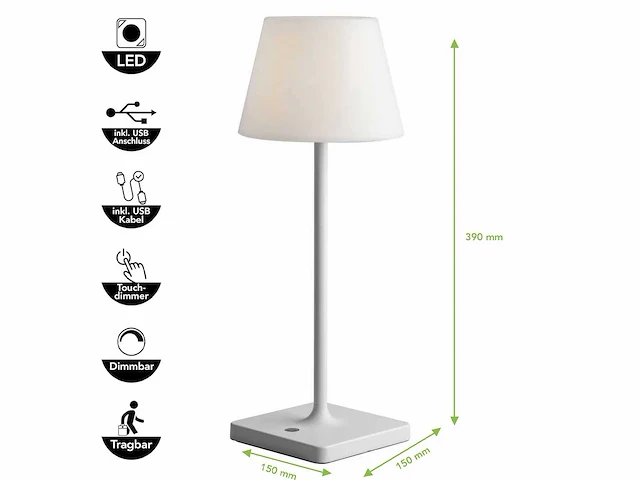 4 x led jammin oplaadbare tafellampen wit - afbeelding 4 van  7