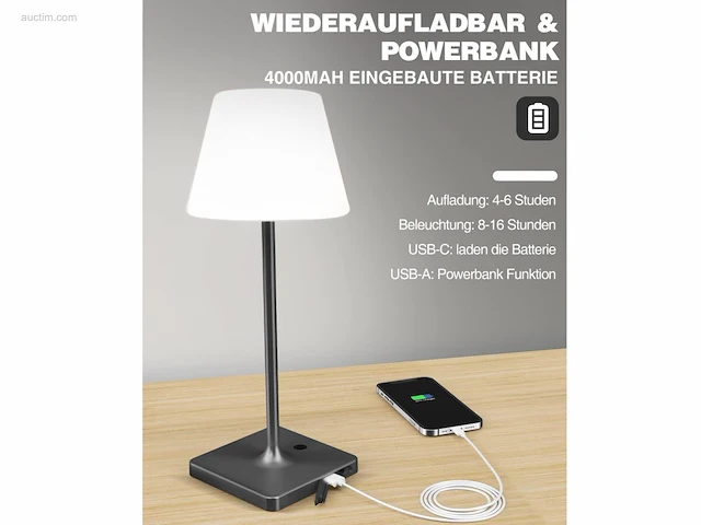 4 x led jammin oplaadbare tafellampen zwart/wit - afbeelding 7 van  8