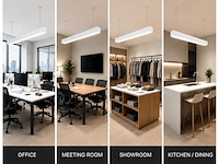 4 x led lineaire hanglamp 60w – 3cct instelbaar - wit – fortis-60 3cct - afbeelding 1 van  5