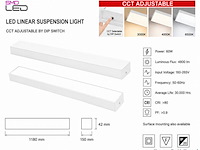 4 x led lineaire hanglamp 60w – 3cct instelbaar - wit – fortis-60 3cct - afbeelding 4 van  5
