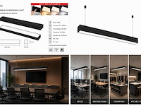 4 x led lineaire hanglamp 60w – 3cct instelbaar - zwart – fortis-60 3cct - afbeelding 5 van  5