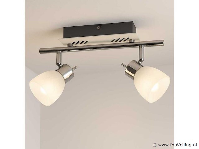 4 x led plafondlamp – 2 spots – 2 x 4w – 4000k neutraal wit – zilver – hl7192l - afbeelding 2 van  4