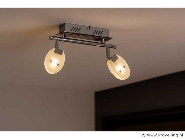 4 x led plafondlamp – 2 spots – 2 x 5w – 4000k neutraal wit – zilver – hl7162l - afbeelding 1 van  4