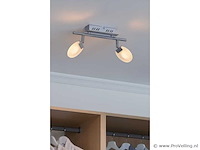 4 x led plafondlamp – 2 spots – 2 x 5w – 4000k neutraal wit – zilver – hl7162l - afbeelding 2 van  4