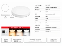 4 x led plafondlamp 32w – 3cct verstelbaar - wit – ip20 – hazel-32 3cct - afbeelding 4 van  5