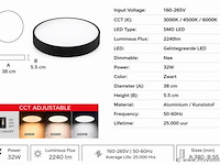 4 x led plafondlamp 32w – 3cct verstelbaar - zwart – ip20 – hazel-32 3cct - afbeelding 4 van  5