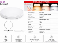 4 x led plafondlamp 40w – 3cct verstelbaar - wit – ip20 – hazel-40 3cct - afbeelding 4 van  5