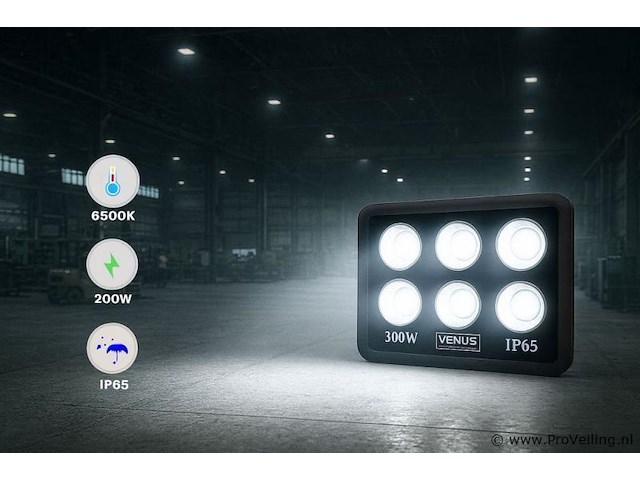4 x led schijnwerper 300w – 6500k koud wit – ip65 – eyes-300 - afbeelding 3 van  5