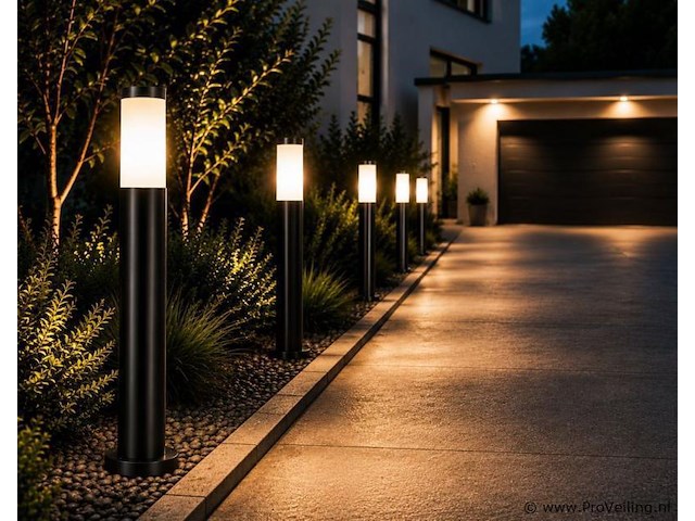 4 x led tuinlamp – e27 – ip44 – zwart – 80cm – buitenverlichting – kavak-5 - afbeelding 1 van  5