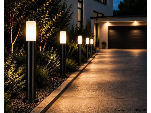 4 x led tuinlamp – e27 – ip44 – zwart – 80cm – buitenverlichting – kavak-5 - afbeelding 1 van  5