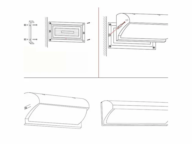 4 x led wandlamp – 12w – 3500k neutraal wit – ip54 – zwart – saw-05 - afbeelding 7 van  12