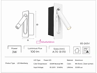 4 x led wandlamp 3w – 4200k neutraal wit - wit – ip20 – belek - afbeelding 2 van  17