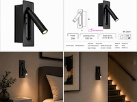 4 x led wandlamp 3w – 4200k neutraal wit - zwart – ip20 – belek - afbeelding 5 van  5
