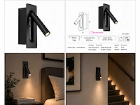4 x led wandlamp 3w – 4200k neutraal wit - zwart – ip20 – belek - afbeelding 2 van  15