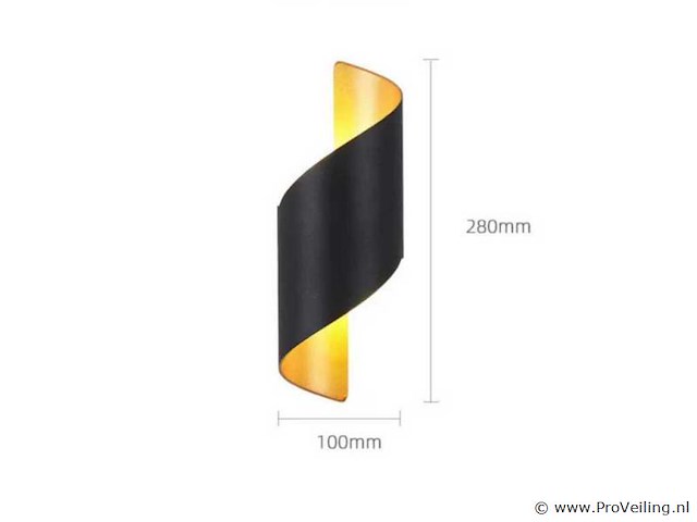 4 x led wandlamp – 6w – 3500k neutraal wit – ip54 – zwart/goud – sw-34 - afbeelding 5 van  5