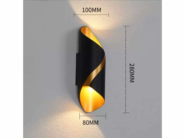 4 x led wandlamp – 6w – 3500k neutraal wit – ip54 – zwart/goud – sw-35 - afbeelding 4 van  12