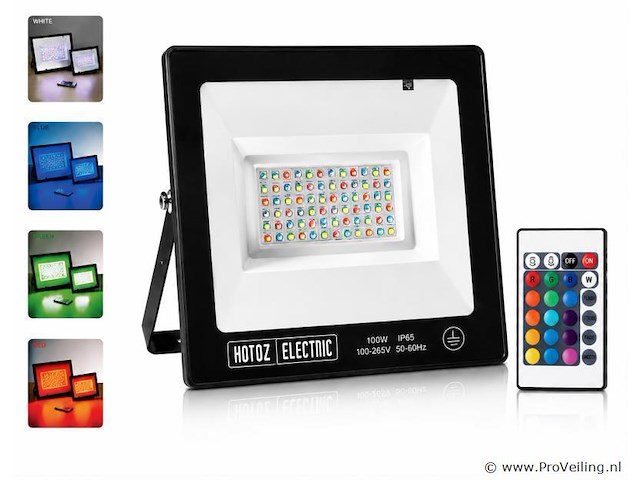 4 x rgb led floodlight 100w - zwart – ip65 – remix-100 - afbeelding 1 van  5