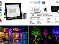 4 x rgb led floodlight 100w - zwart – ip65 – remix-100 - afbeelding 5 van  5