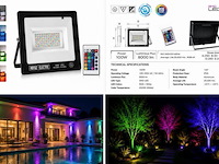 4 x rgb led floodlight 100w - zwart – ip65 – remix-100 - afbeelding 5 van  5