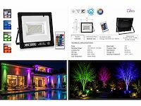 4 x rgb led floodlight 100w - zwart – ip65 – remix-100 - afbeelding 5 van  5