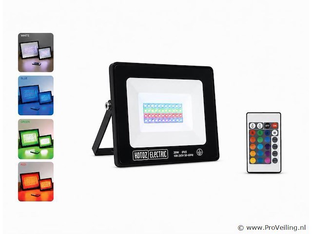4 x rgb led floodlight 20w - zwart – ip65 – remix-20 - afbeelding 1 van  5