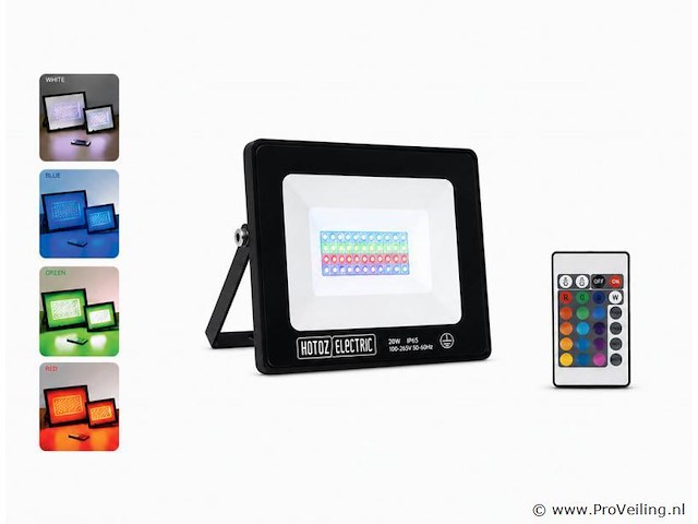 4 x rgb led floodlight 20w - zwart – ip65 – remix-20 - afbeelding 1 van  5