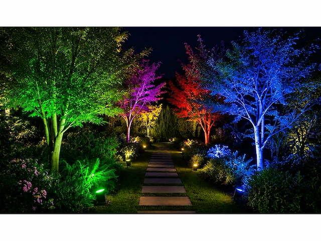 4 x rgb led floodlight 20w - zwart – ip65 – remix-20 - afbeelding 3 van  5