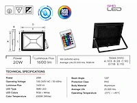 4 x rgb led floodlight 20w - zwart – ip65 – remix-20 - afbeelding 4 van  5