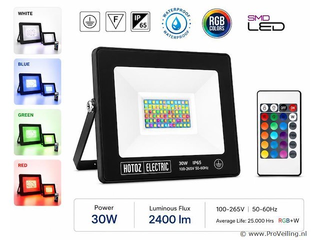 4 x rgb led floodlight 30w - zwart – ip65 – remix-30 - afbeelding 1 van  5