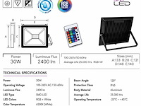 4 x rgb led floodlight 30w - zwart – ip65 – remix-30 - afbeelding 4 van  5