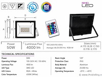 4 x rgb led floodlight 50w - zwart – ip65 – remix-50 - afbeelding 4 van  5