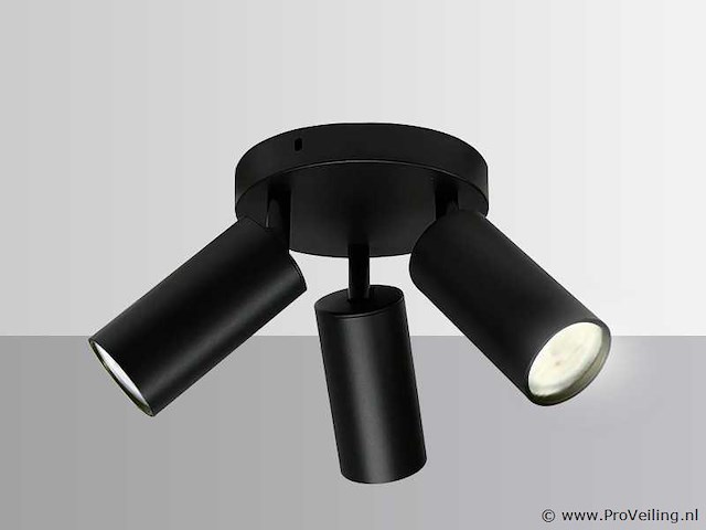 4 x ronde opbouwspot – 3 x gu10 – draaibare spots – zwart - afbeelding 5 van  6