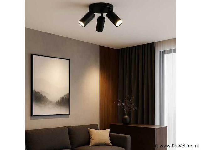 4 x ronde opbouwspot – 3 x gu10 – draaibare spots – zwart - afbeelding 2 van  6