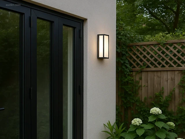 4 x vast opaal buiten wandlamp zwart - afbeelding 2 van  8