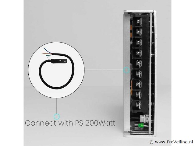 4 x voedingsconnector met kabel voor magnetische rail – 48v – zwart - afbeelding 2 van  3
